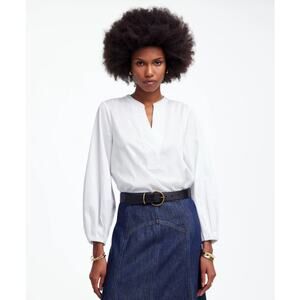 Madewell V-Neck Long Sleeve Top WMNS 2XS White Romantic Sleeve Pullover Stretchy